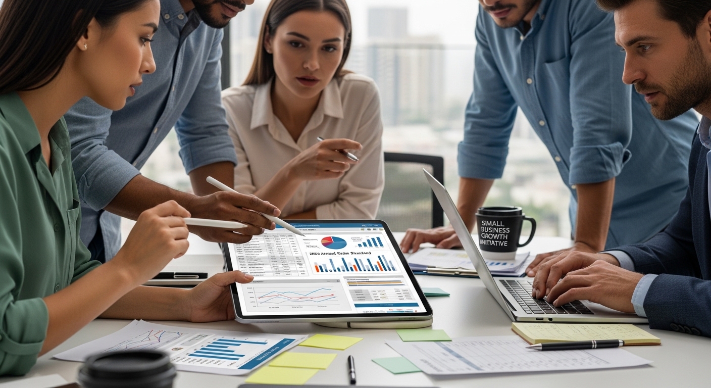 2026년 소상공인 연매출 기준을 계산기로 확인하는 모습