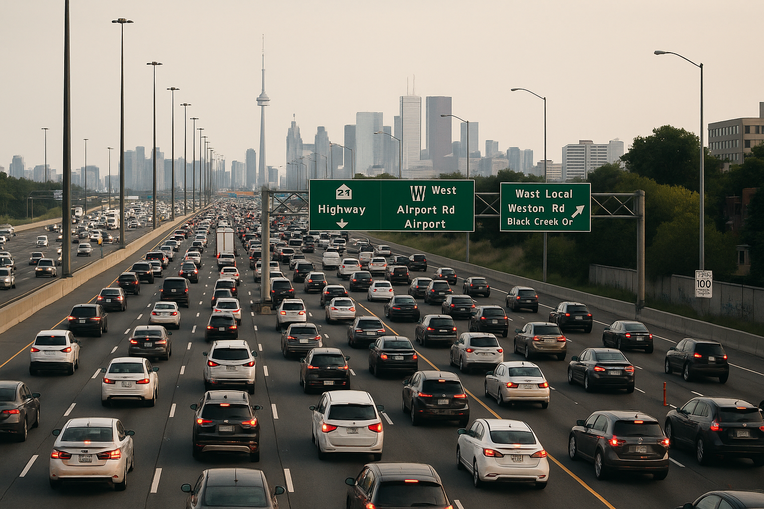 캐나다 Highway 401애 차량들이 가득찬 모습