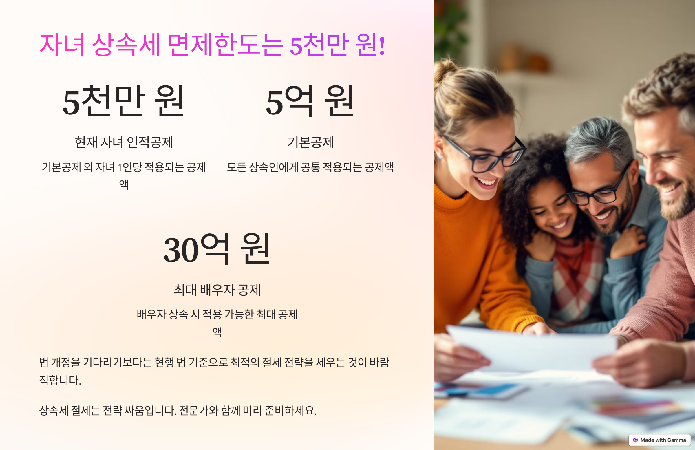 자녀 상속세 면제 한도