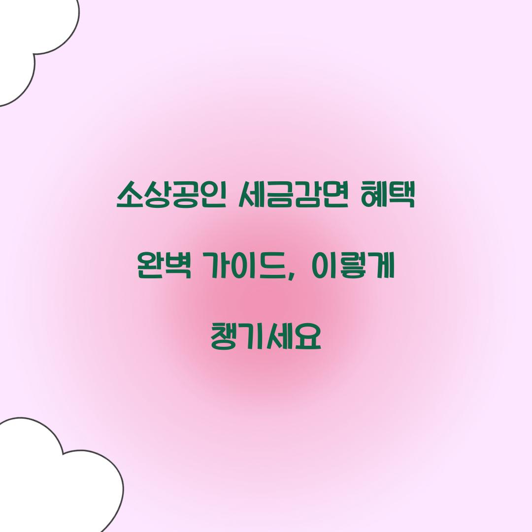 소상공인 세금감면