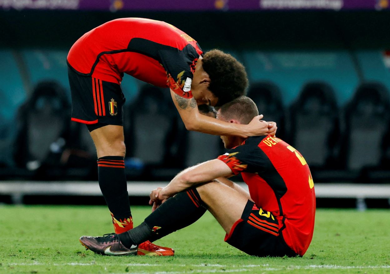 낙담한 벨기에 선수들