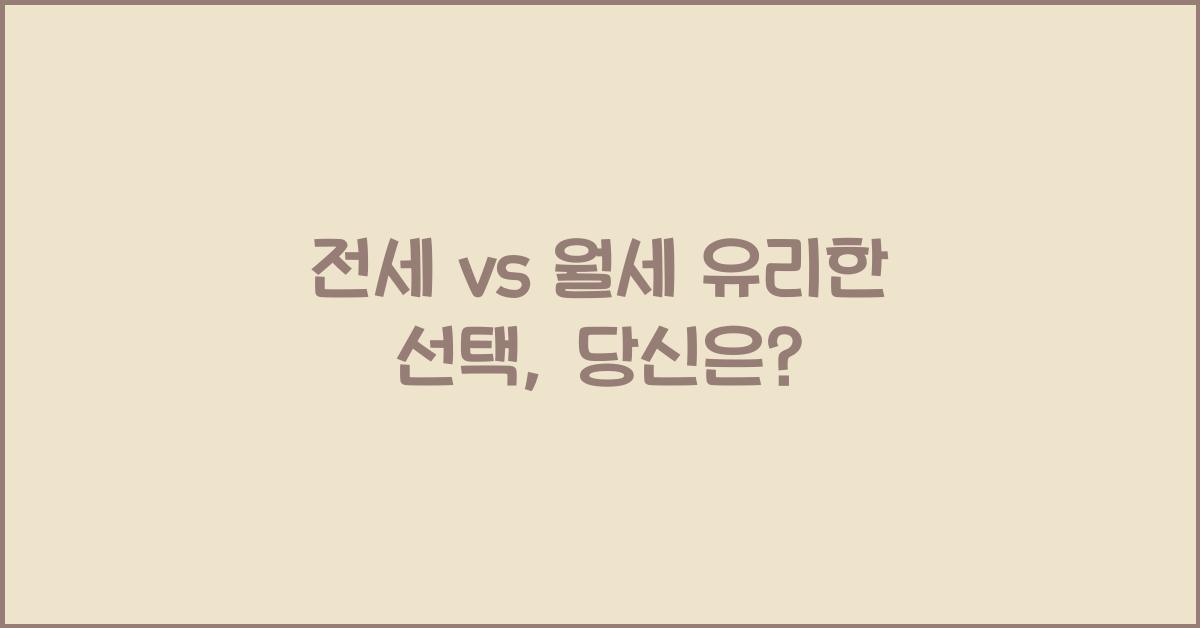 전세 vs 월세 유리한 선택