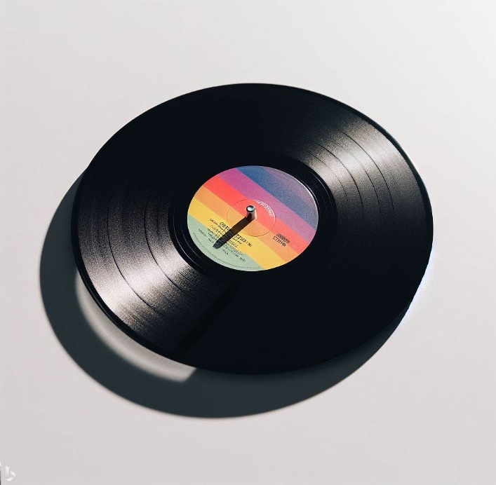 홈이 파여 있는 한 개의 레코드 판