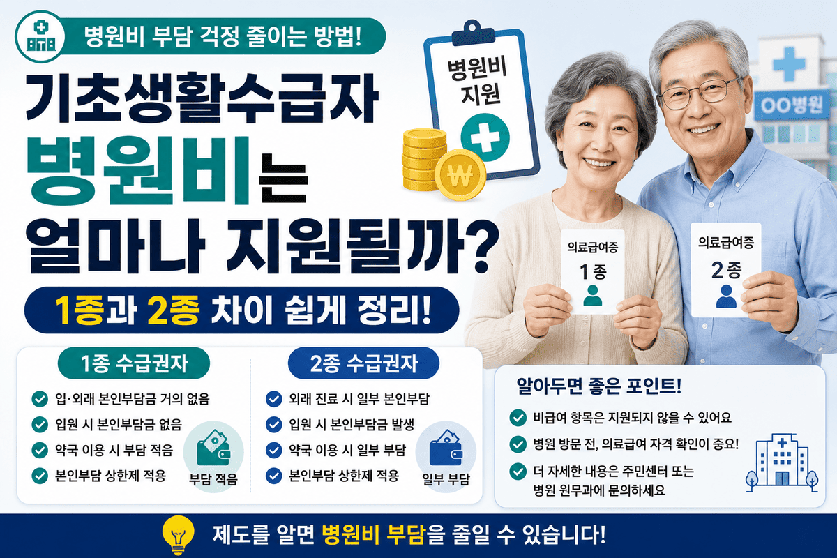 기초생활수급자 병원비는 얼마나 지원될까 1종과 2종 차이 쉽게 정리
