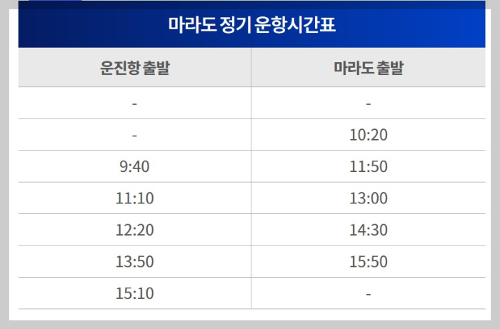 마라도 배시간표