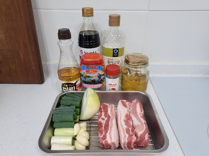 통삼겹 간장조림 재료