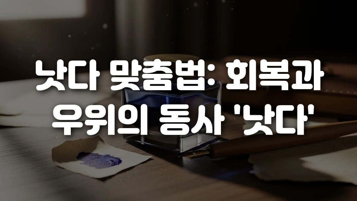 낫다 맞춤법 회복과 우위의 동사 낫다