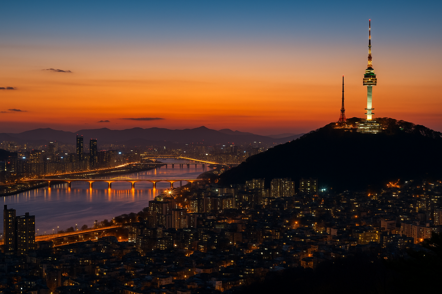 서울야경, 도심야경, 남산타워, 한강야경