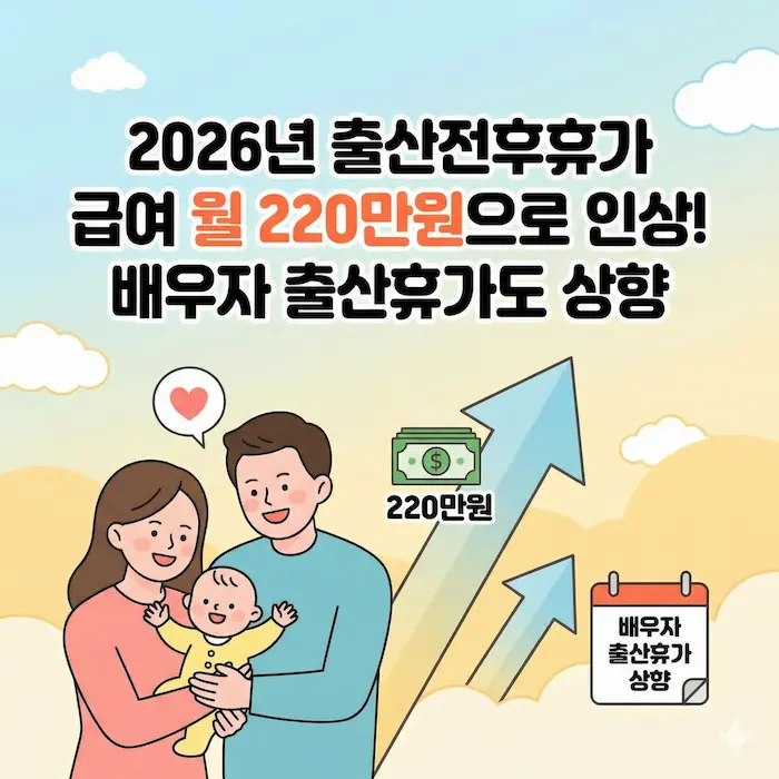 2026년 출산전후휴가 급여 월 220만원으로 인상! 배우자 출산휴가도 상향