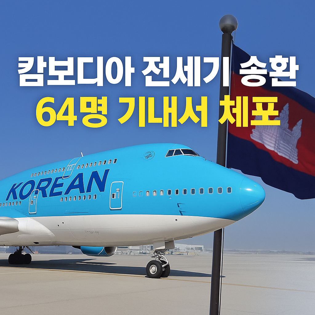 캄보디아 전세기 송환 기내서 체포
