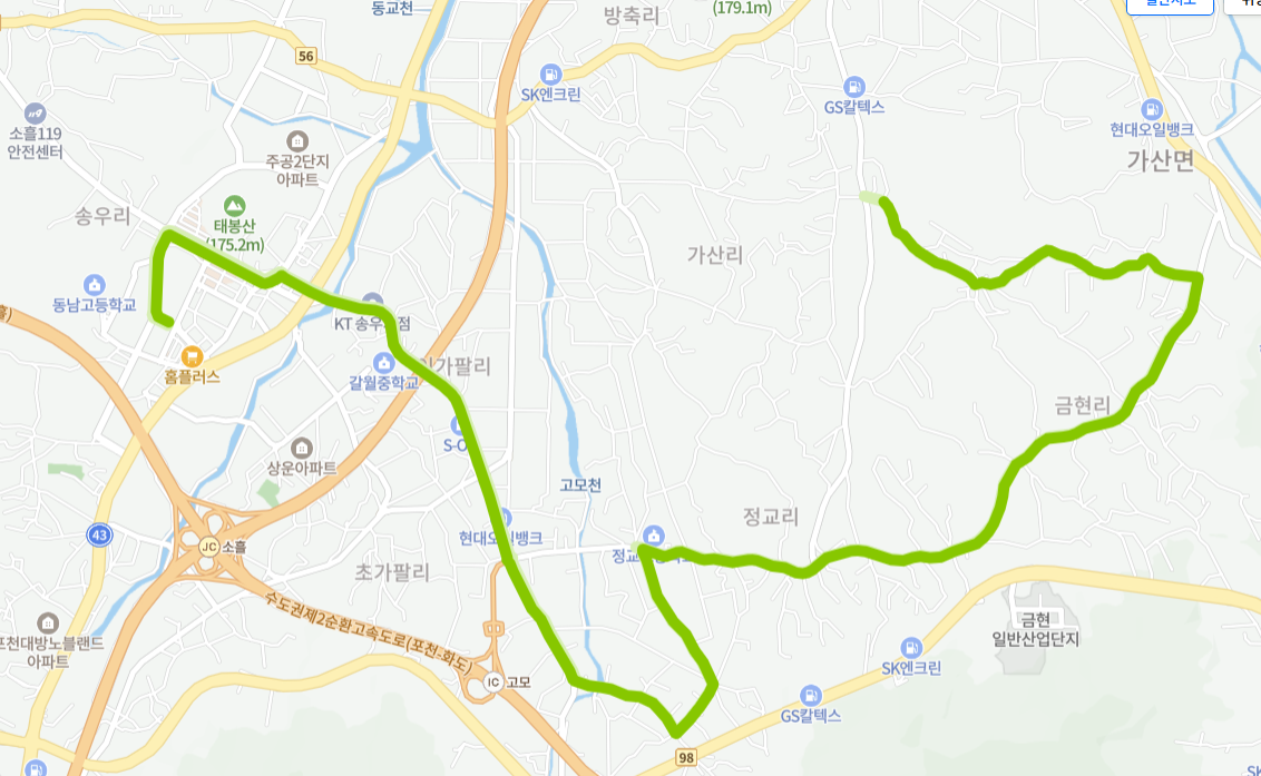 포천-87-5번-버스-노선-지도