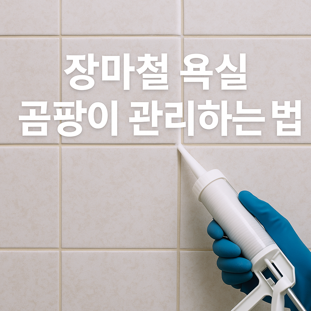 장마철 욕실 곰팡이 관리_셀프 줄눈 시공하는 모습