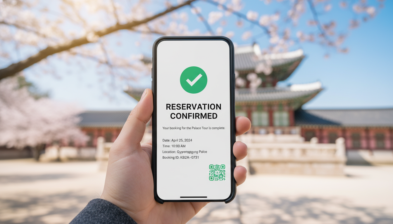 스마트폰으로 경복궁 생과방 예매에 성공한 화면 모습