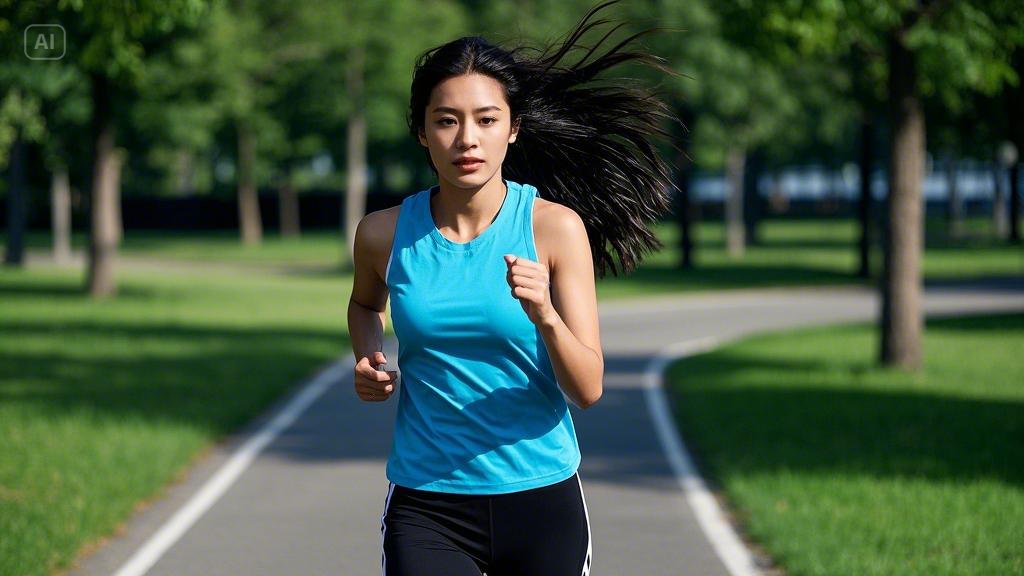 A woman is jogging.