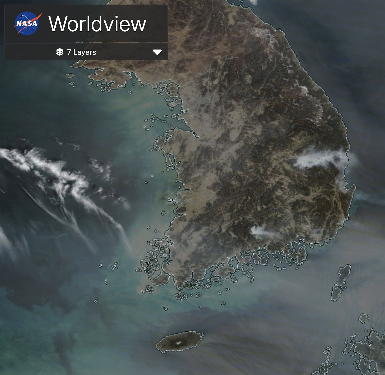 The appearance of wildfires in the Yeongnam area around the 22nd, displayed by the Earth Science Data System (ESDIS) of the National Aeronautics and Space Administration (NASA). /Courtesy of News1