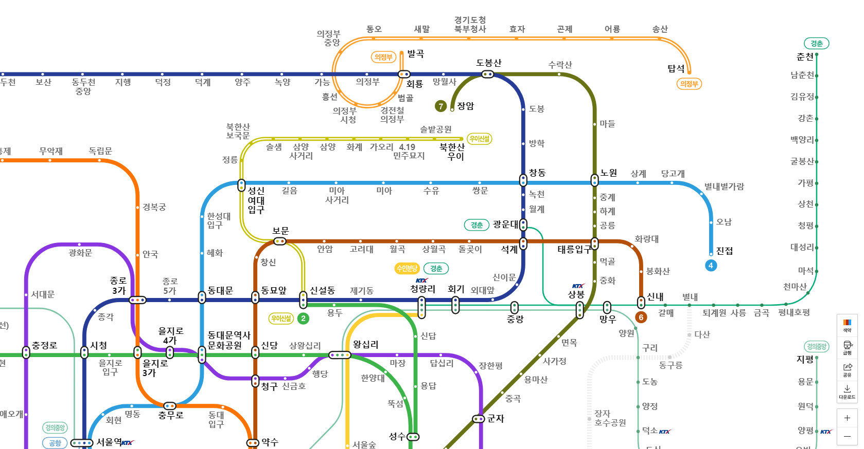 서울 지하철 노선도 크게보기 4