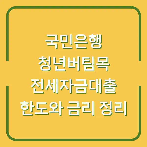 국민은행 청년버팀목 전세자금대출 한도와 금리 정리