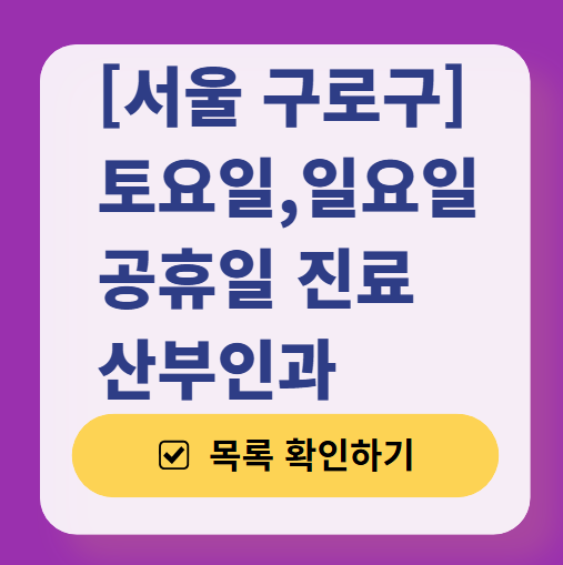 서울 구로구 주말 일요일 진료 산부인과 목록 ❘ 토요일 공휴일 야간 문 여는 병원 리스트