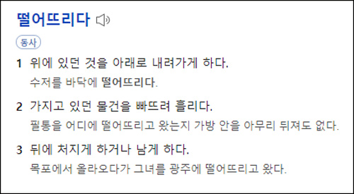 떨어뜨리다 떨어트리다 떨어뜨리다 사전적 의미 이미지