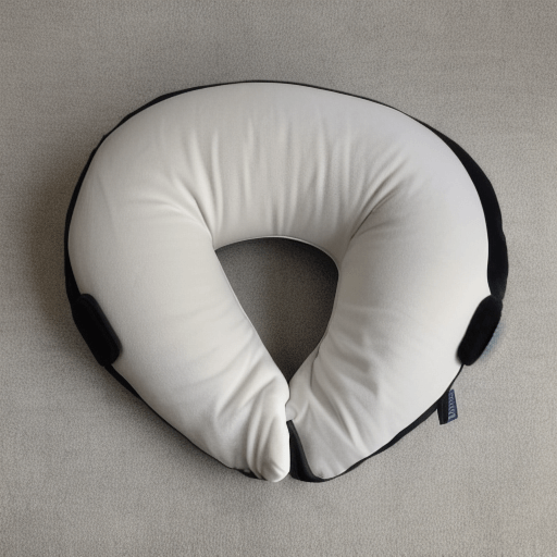 아이보리색에 검은색 테두리가 있는 목베게 사진