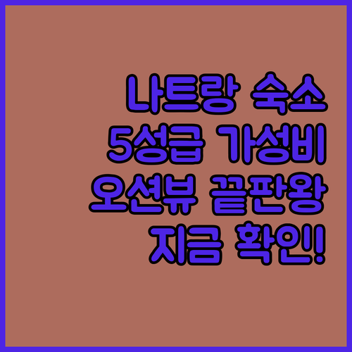 나트랑 가성비 5성급 호텔부터 오션뷰..