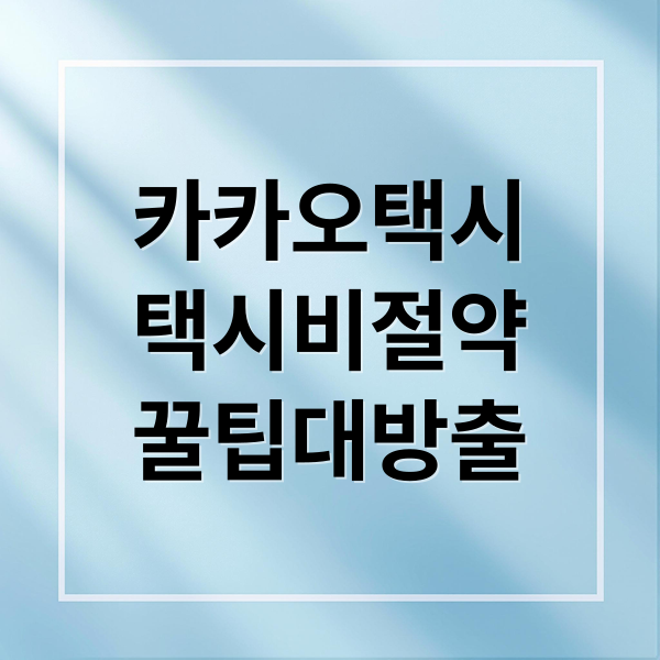 카카오 택시비 절약 A to Z