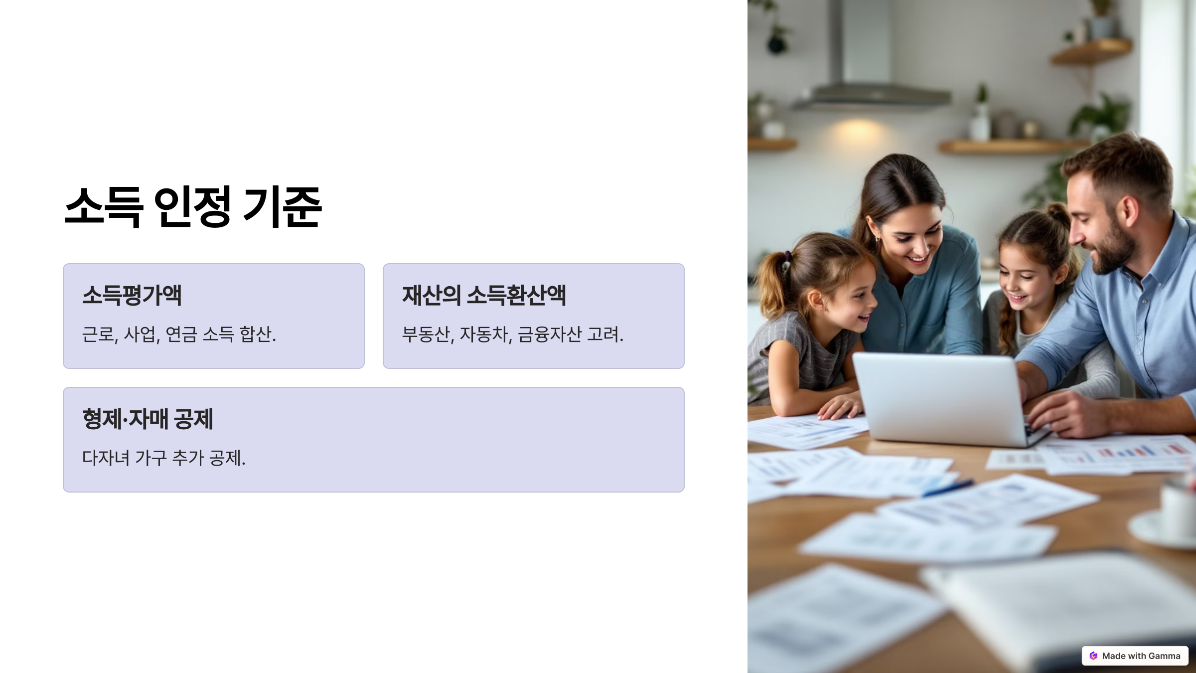 소득 인정 기준