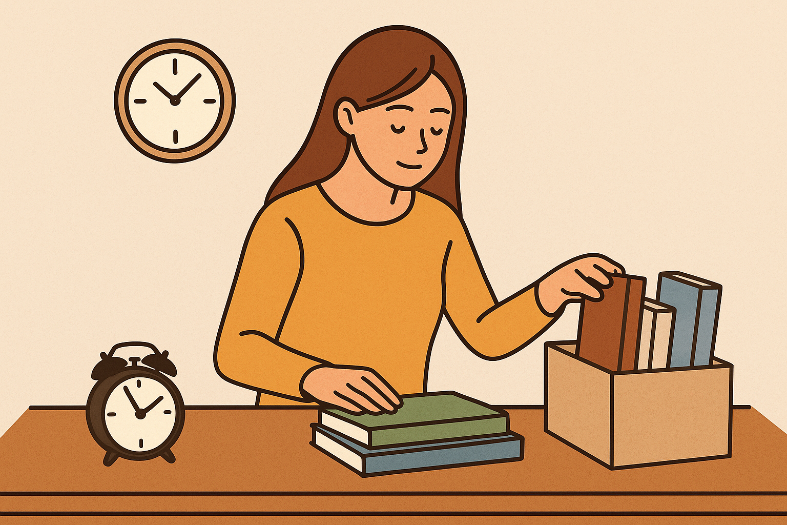 정리하고 있는 여자모습