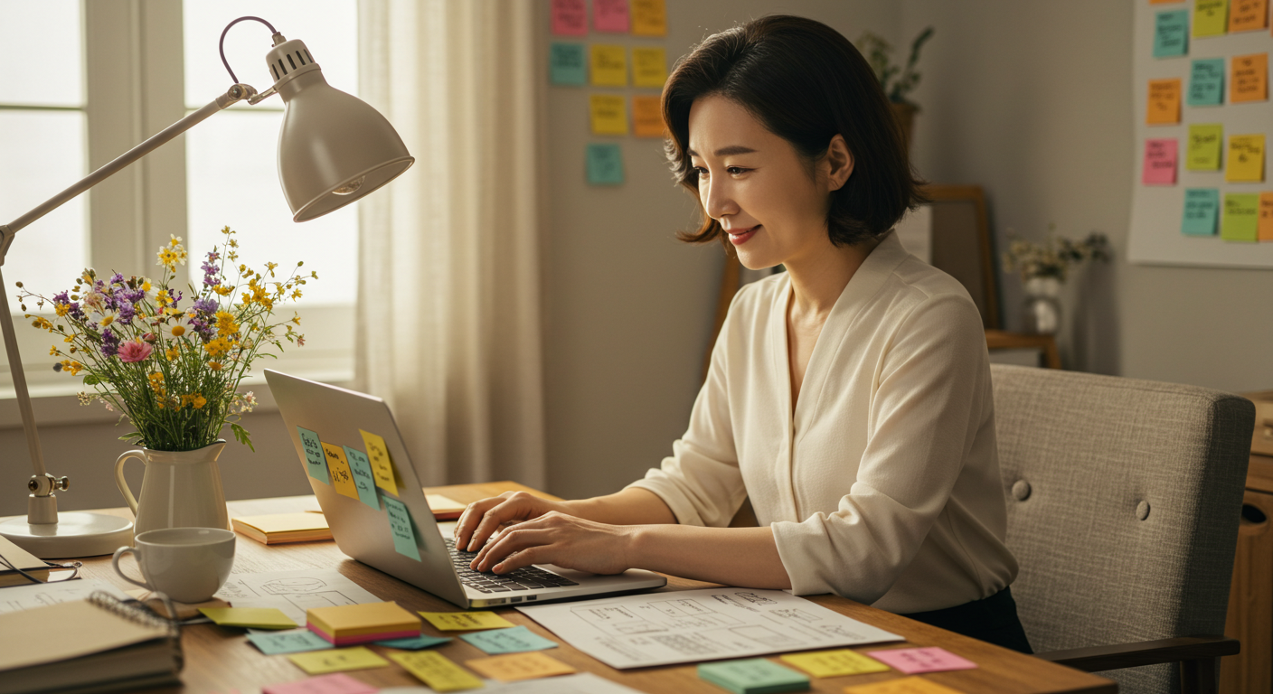 SEO 기반 콘텐츠 전략을 계획 중인 작업 환경