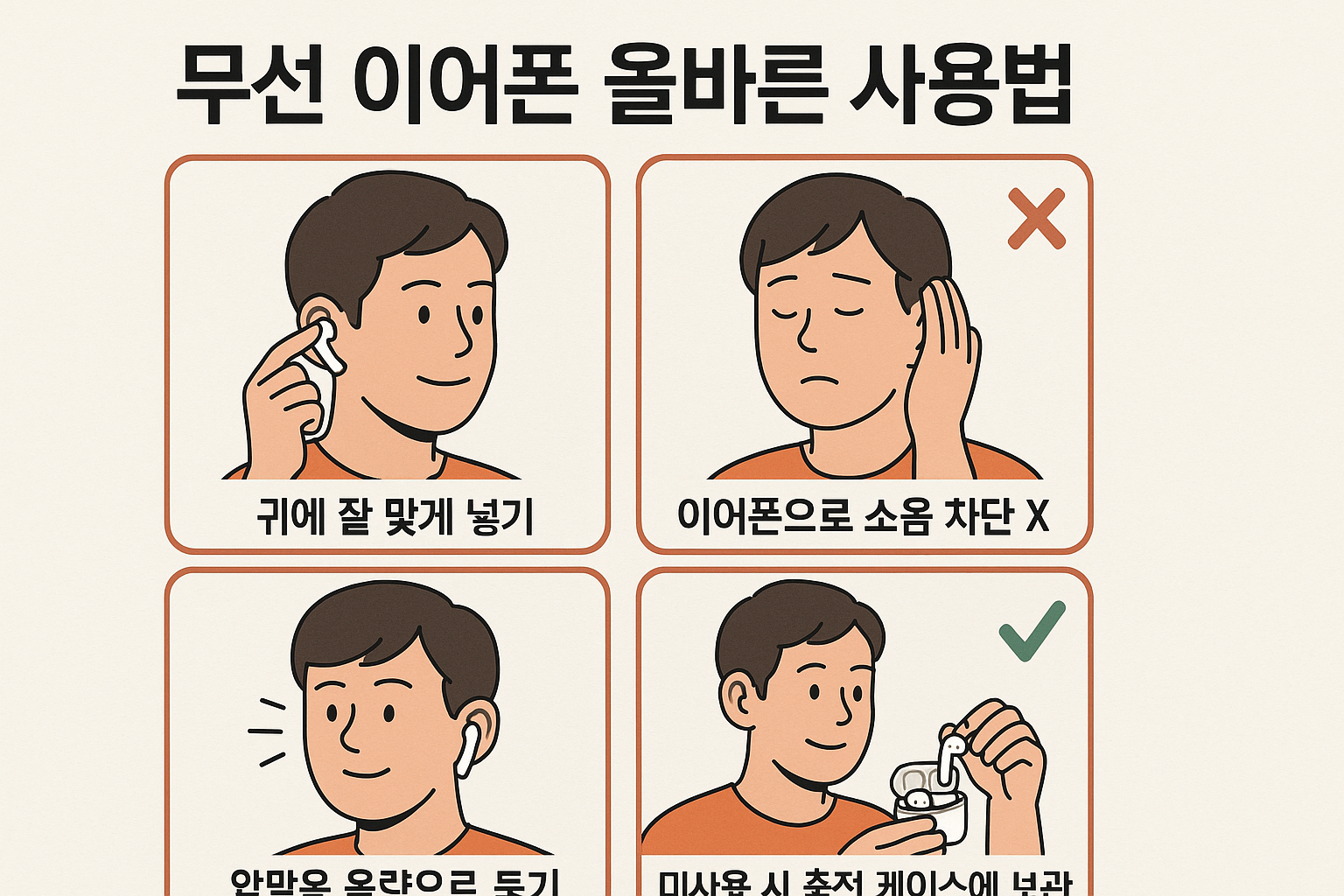 무선 이어폰 올바른 사용법