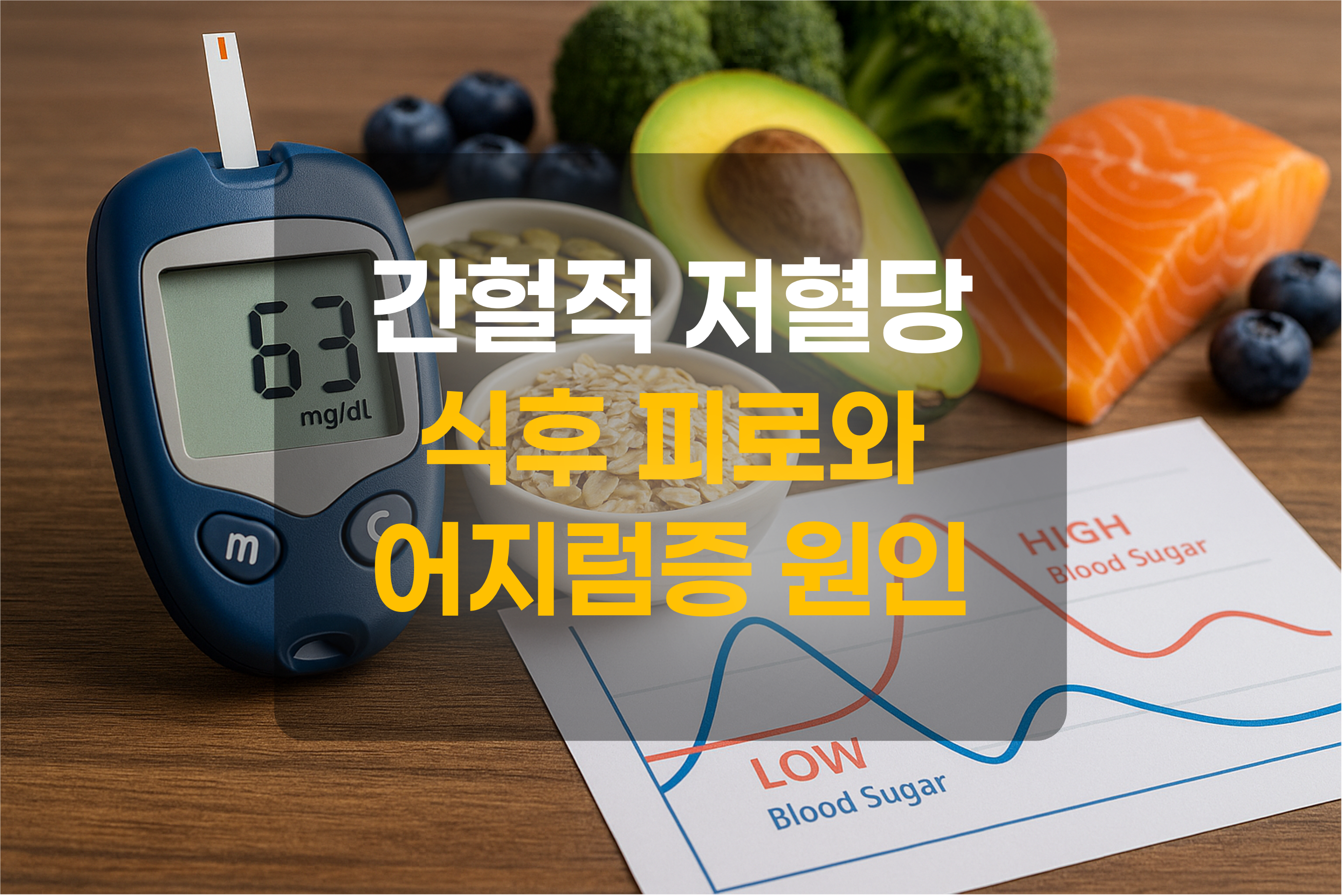 간헐적 저혈당에 좋은 음식을 표현한 그림
