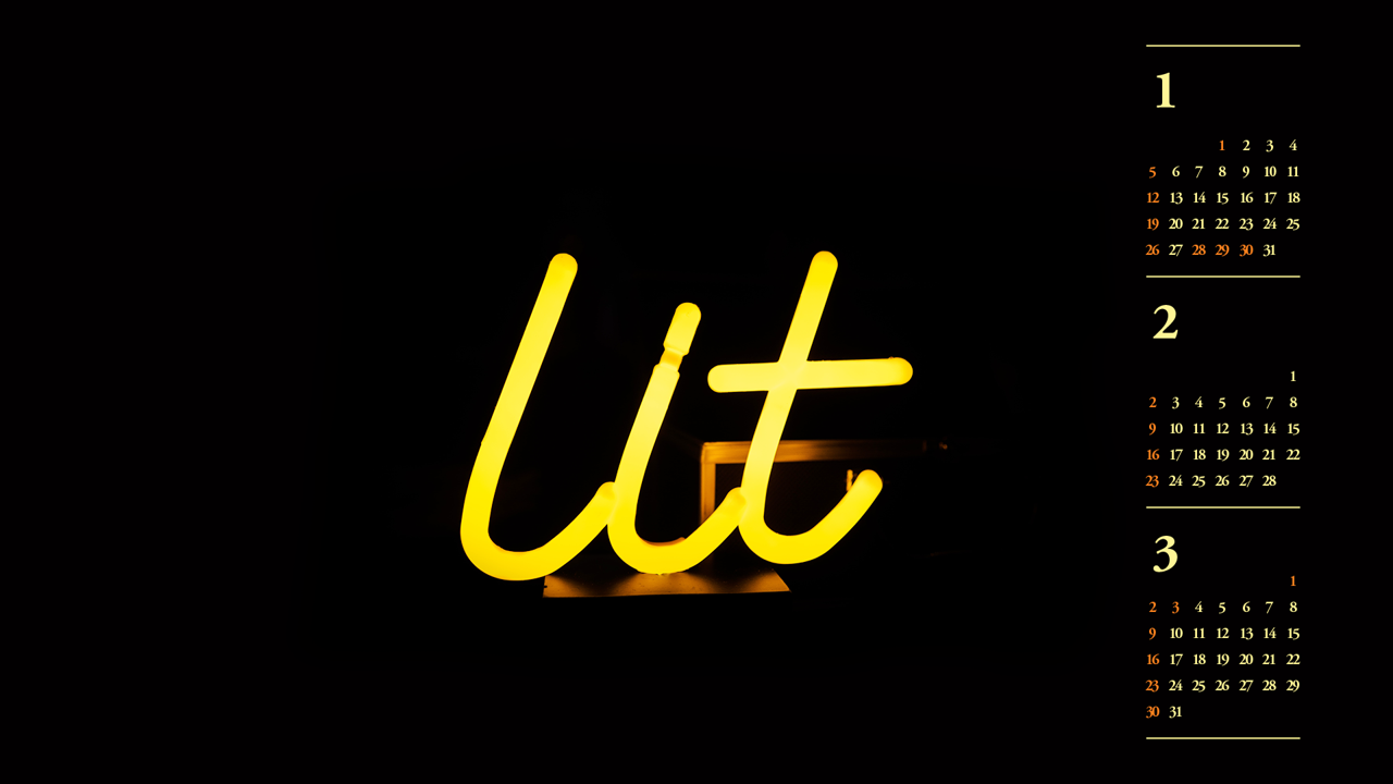 12 노란색 네온 글씨 B - 2025년2월 노트북배경화면