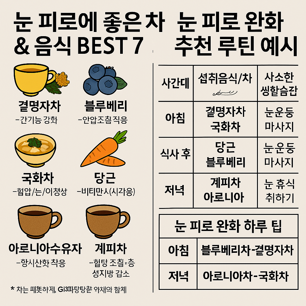 눈 피로에 좋은 차 & 음식 BEST 7 ❘ 시력 지키는 자연 치유 루틴