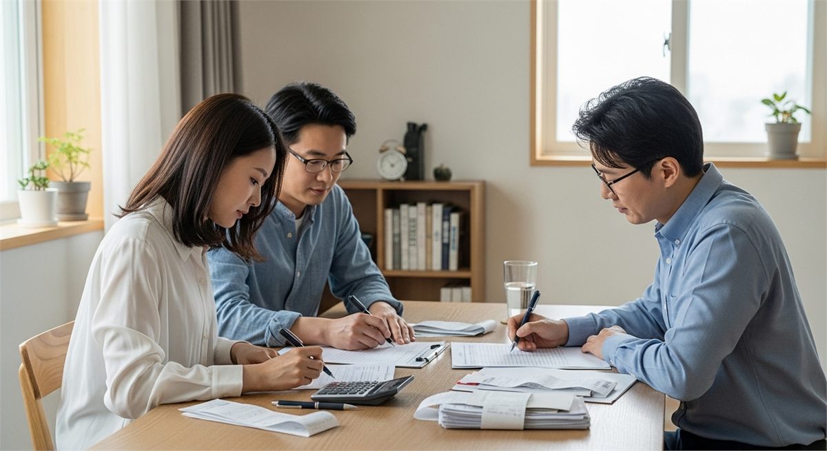 가족이 함께 배당 수입 활용을 상의하는 식탁 장면