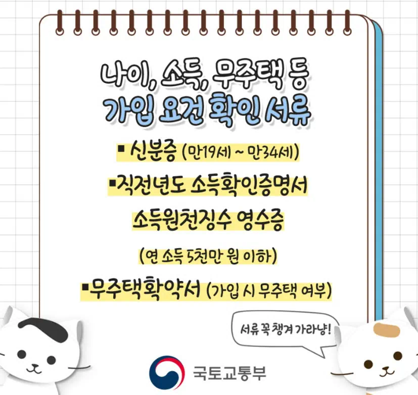 청년 주택드림 청약통장 서류