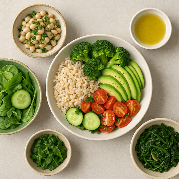 붓기 예방 음식으로 구성된 식단 한상