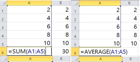 sum average 수식