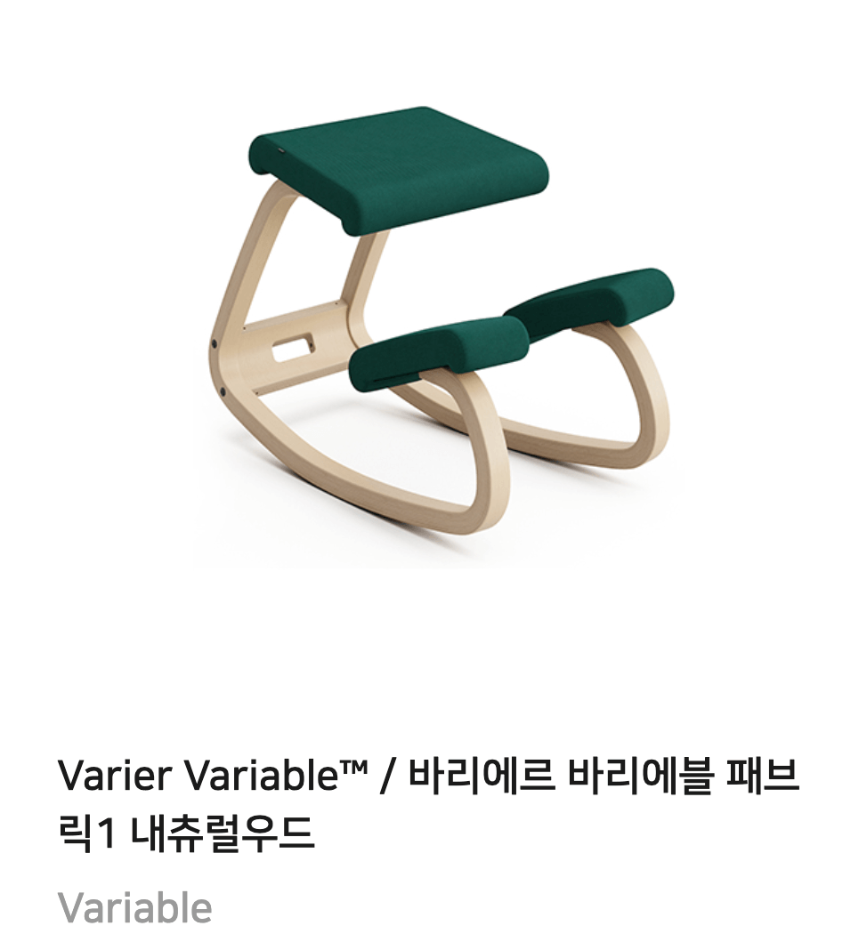 Varier 바리에르 의자 장시간 디스크 척추 자세교정 무릎의자