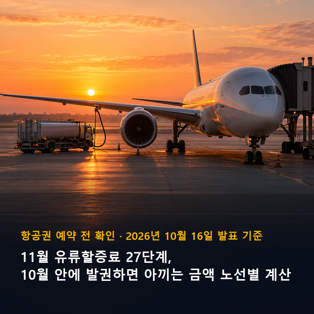 11월 유류할증료 27단계, 공항에서 급유 중인 여객기 표지