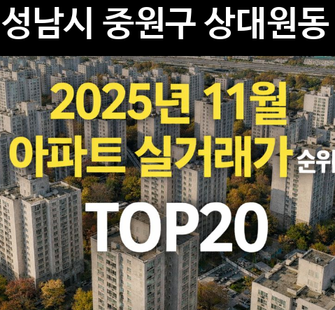 성남시 중원구 상대원동 25년 11월 실거래가 순위