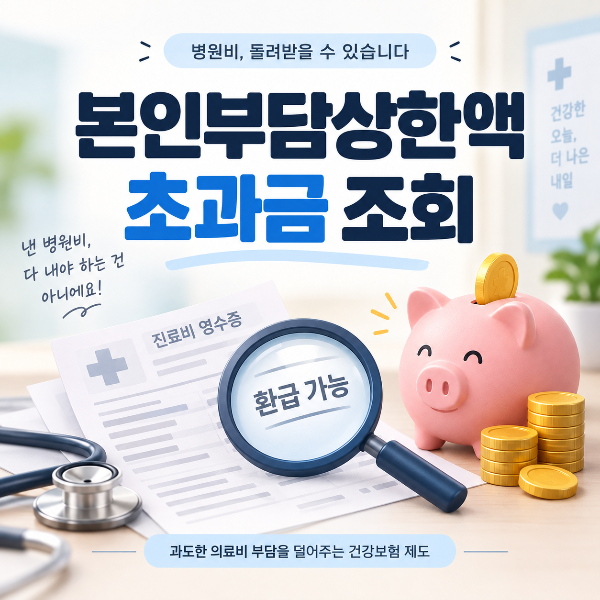 본인부담상한액 초과금 조회를 의료비 서류와 환급금으로 표현한 이미지