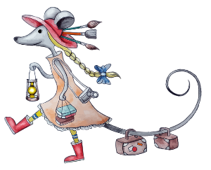 암컷쥐가 선물을 즐겁게 들고가는 사진