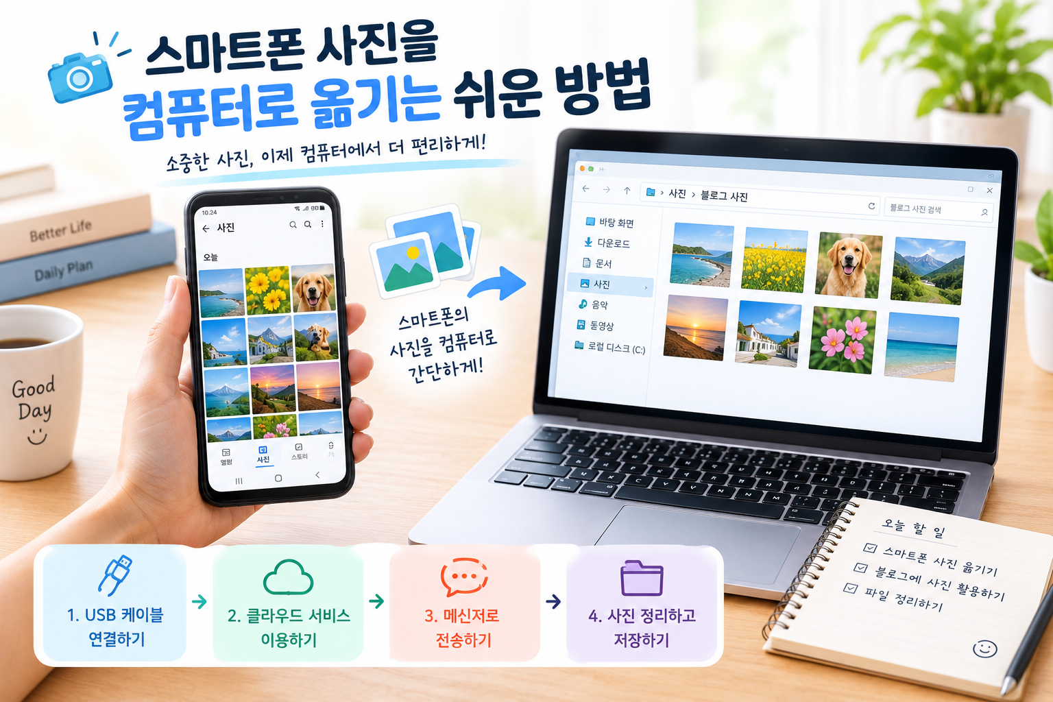 스마트폰 사진을 컴퓨터로 옮기는 쉬운 방법