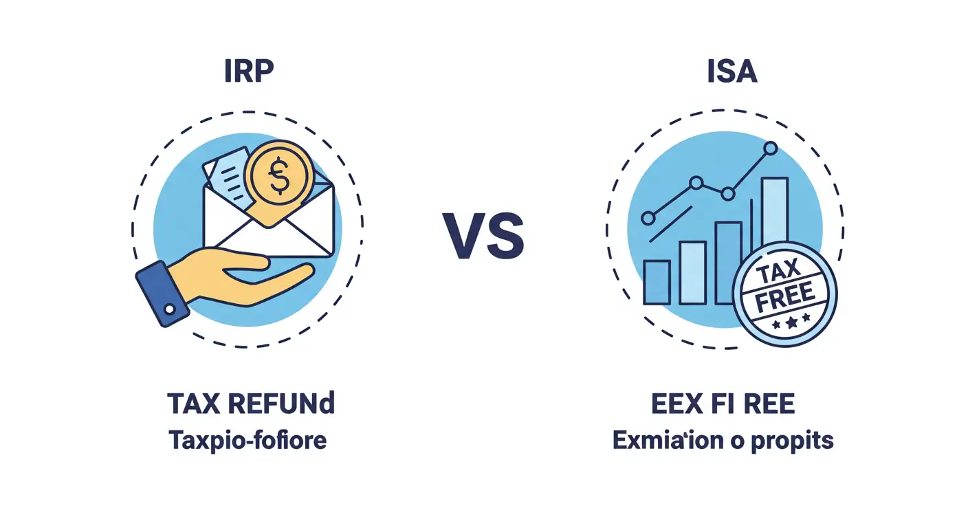 연말정산 세액공제 혜택의 IRP와 투자수익 비과세 혜택의 ISA를 비교한 그림