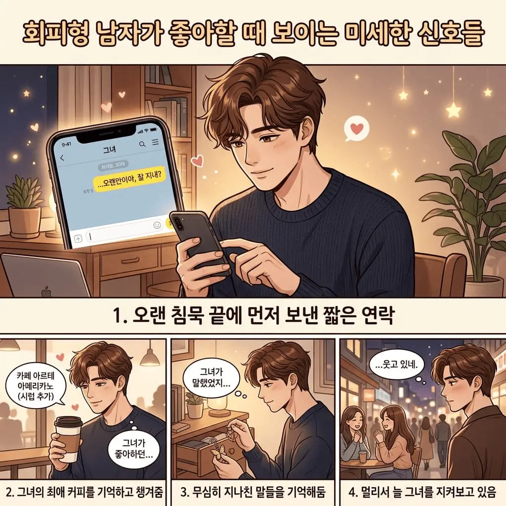 회피형 남자가 좋아할 때 보이는 미세한 행동 신호
