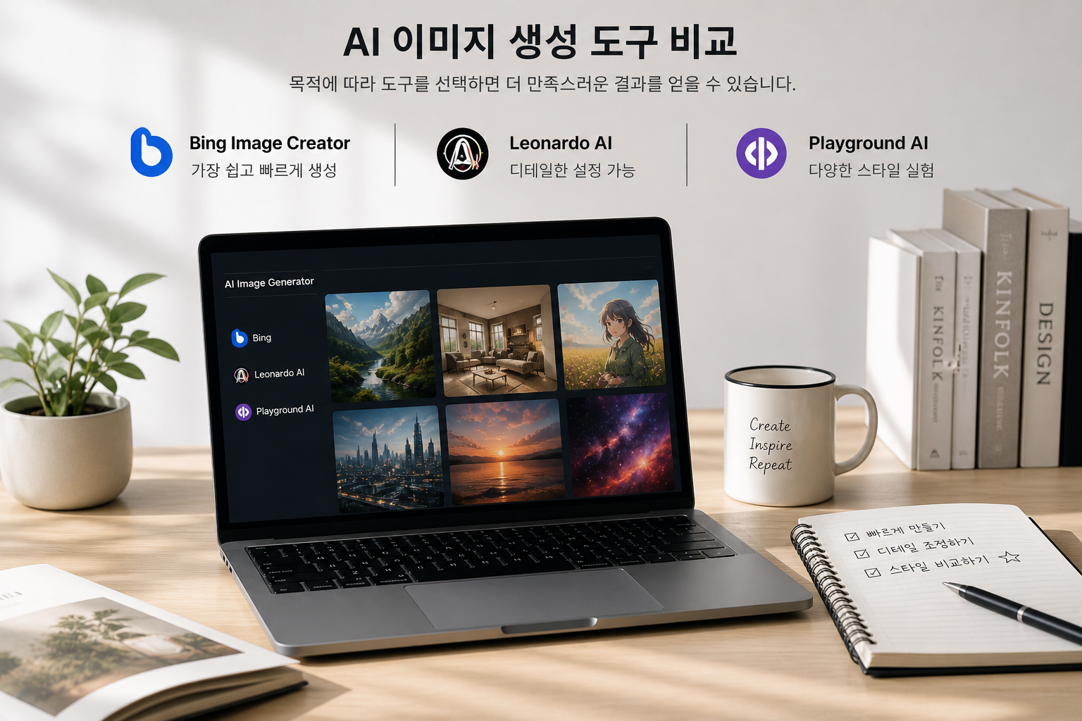 무료 AI 이미지 생성 도구 비교와 프롬프트 예시