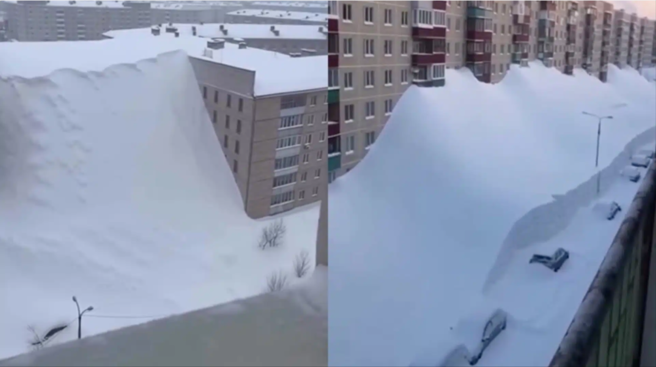 러시아아파트를눈이덮어버린사진ai페이크사진