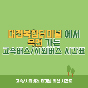 대전복합터미널에서 목면 가는 시외버스 시간표 최신정보