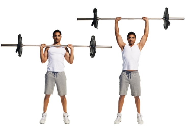 오버 헤드 프레스 하는 모습