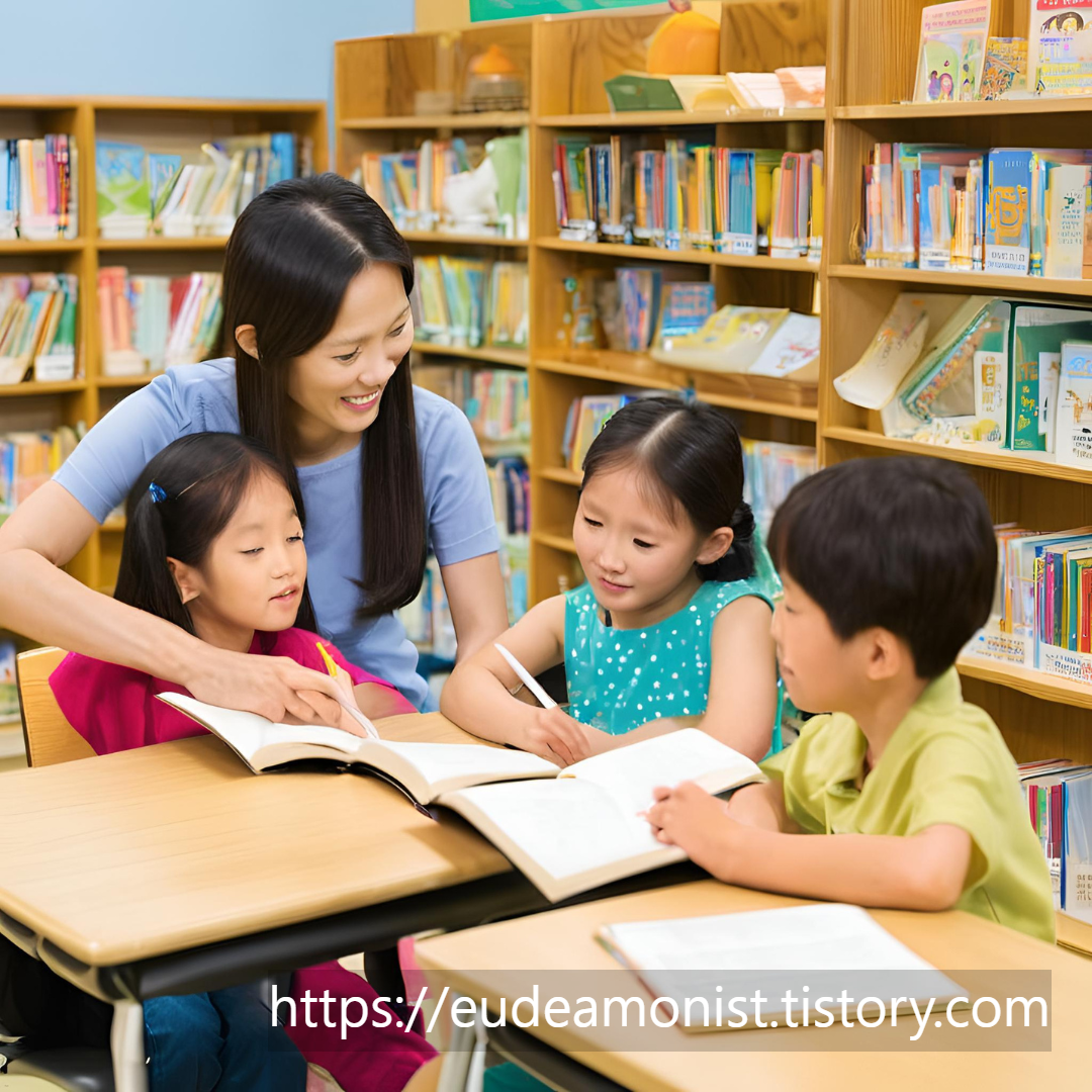 아이들에게 책을 읽어주는 여자
